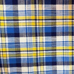 Vintage wool-ish  Blue Yellow Plaid Fabric. 62 x 32 selvedge sewn keep shape 600